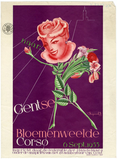 Affiche-voor-bloemencorso-Gent-1953