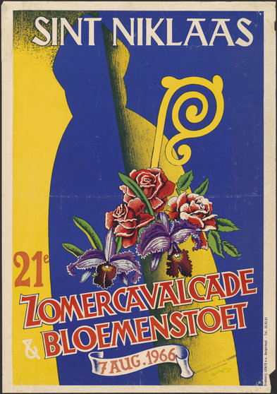 Affiche-voor-21e-zomercavalcade-en-bloemenstoet-Sint-Niklaas-1966