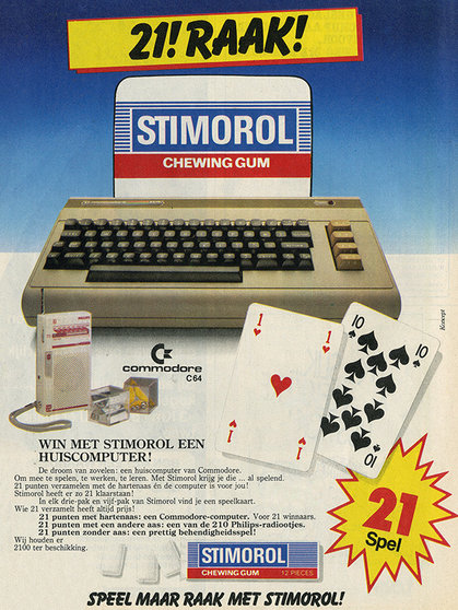 Reclame-voor-computer-Commodore-bij-kauwgum-Stimorol