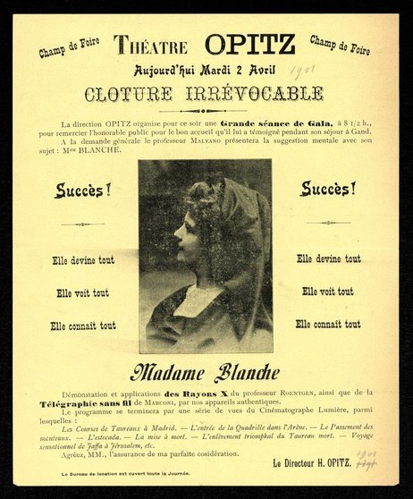 Affiche-van-Madame-Blanche-de-Paunac-bij-Theatre-Opitz-1901-Vliegende-Bladen-Universiteitsbibliotheek-Gent